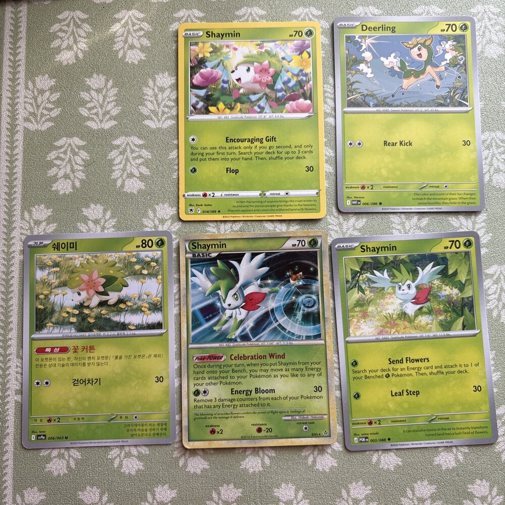 Pokemon Tcg Shaymin Card Bundle Lot 4 And 1 Deerling All Good Condition